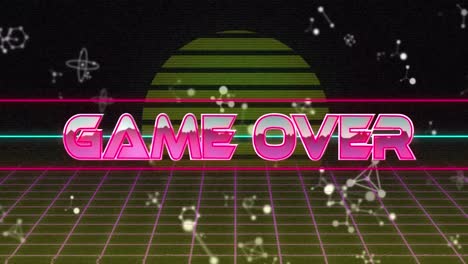 Animation-Von-Game-Over-Im-Digitalen-Abstrakten-Raum-Mit-Molekülen