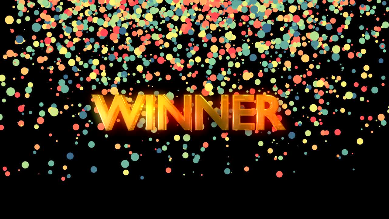 입자 다채로운 배경으로 우승자 텍스트