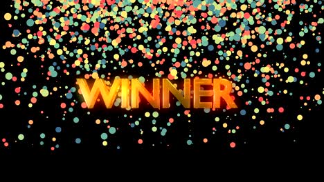 winner text with particle colorful background