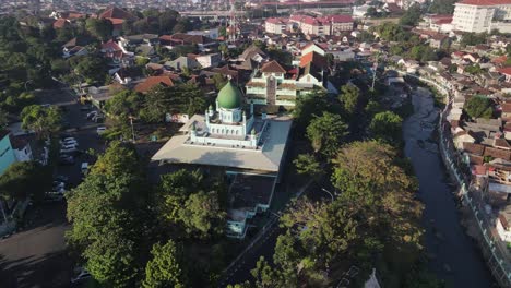 Aerial-view,-Syuhada-Mosque-in-the-morning