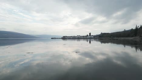 inveraray, scotland: low aerial water view