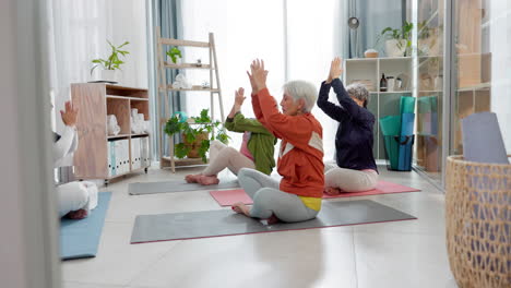 Senior-people,-yoga-class-and-coach-in-meditation