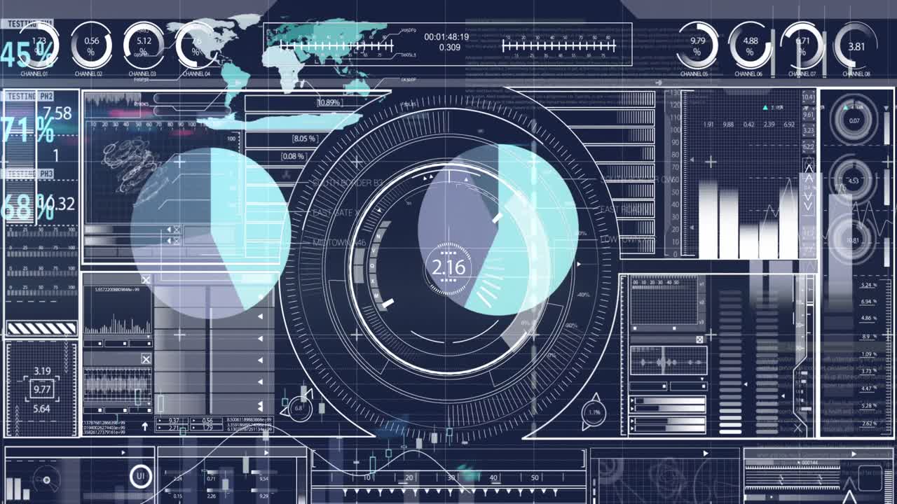 animación del procesamiento de datos financieros y las estadísticas