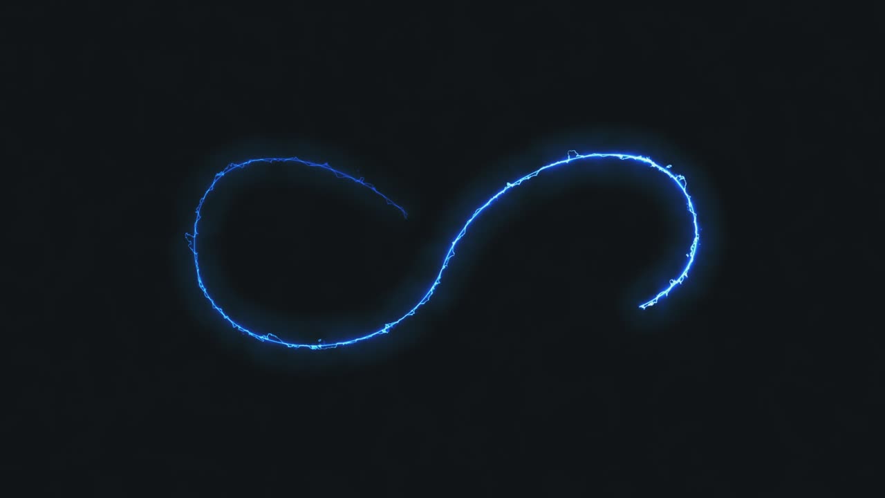 어두운 배경에 파란 불에서 무한 모양의 애니메이션의 출현.