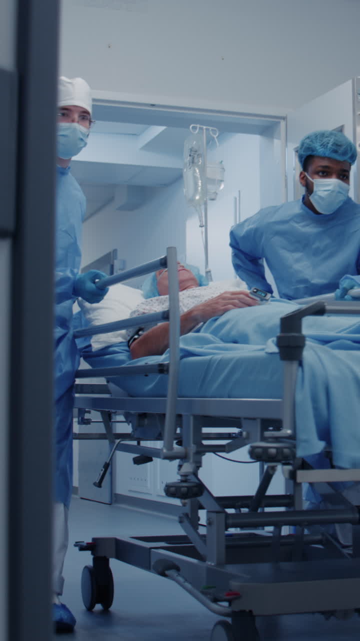 Medical personnel push gurney to operating room 4k 2025 08 05 00 55 56 utc.mov | african american, aged, assistance, care
