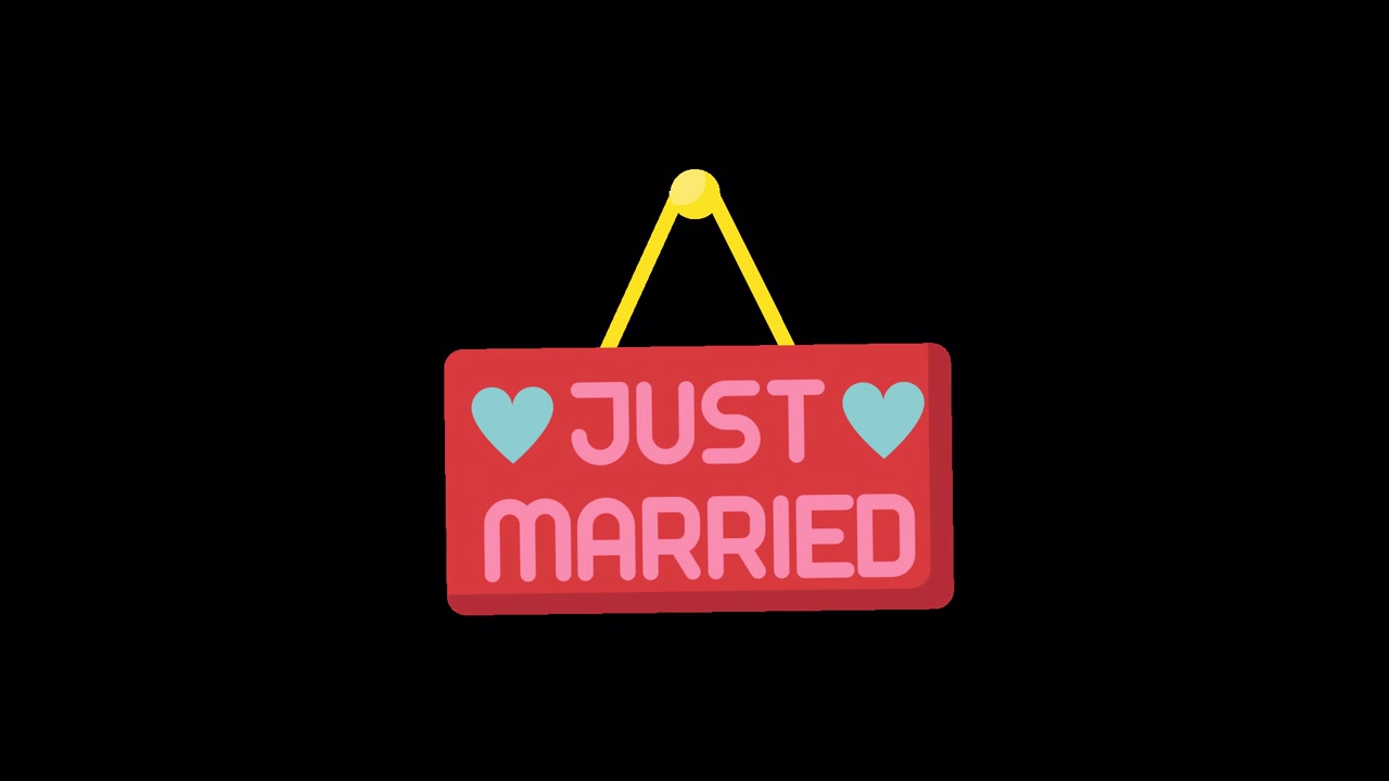 Animated Just Married Sign with Hearts