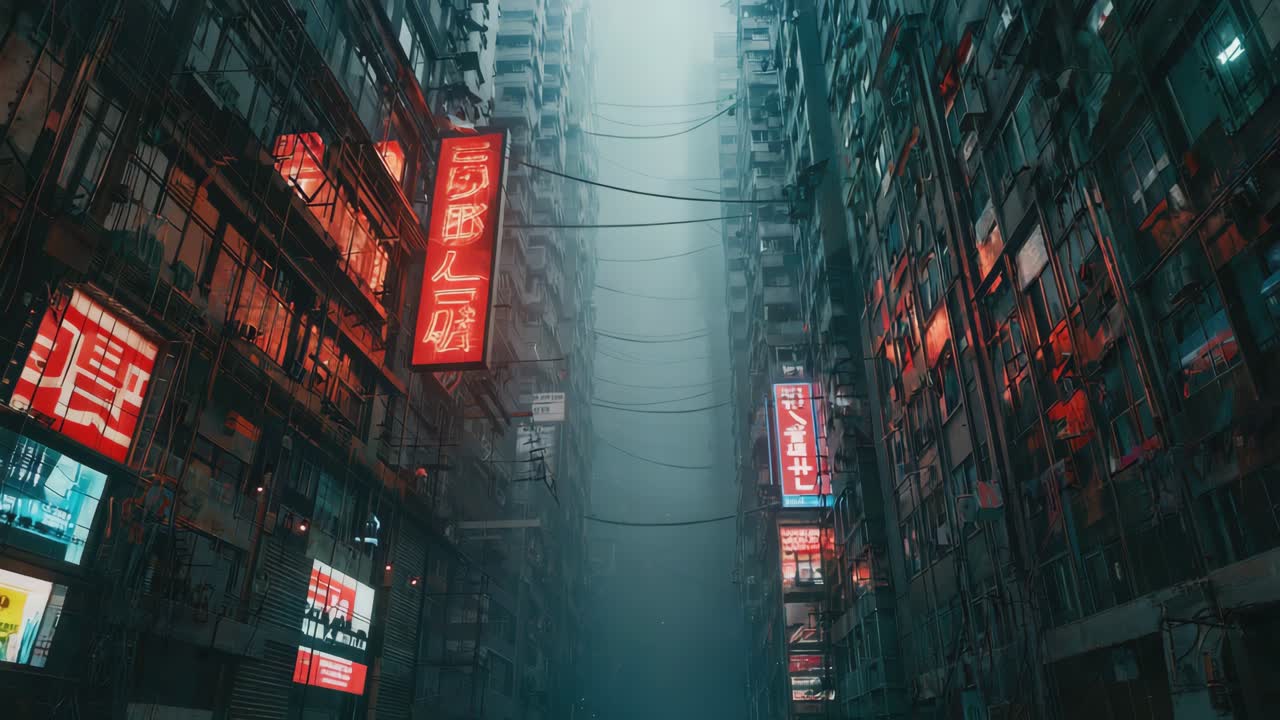 Dystopian Cyberpunk Cityscape