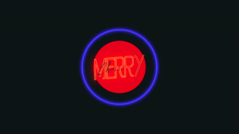 merry christmas text with neon circles on black gradient