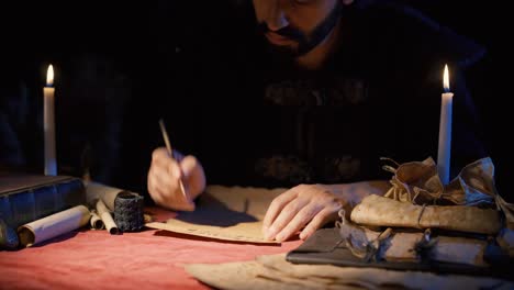 writing letters on historical parchment paper old historical place.