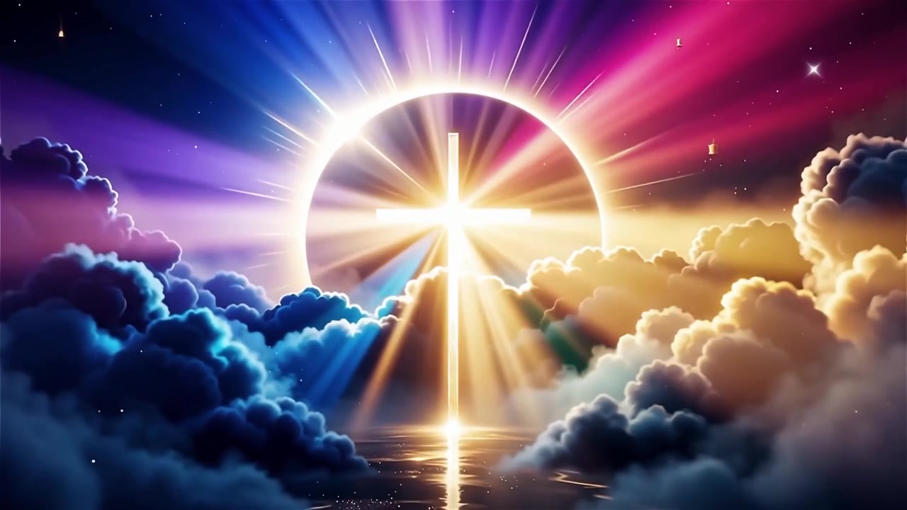 Christian Cross Heavenly Light Worship Background