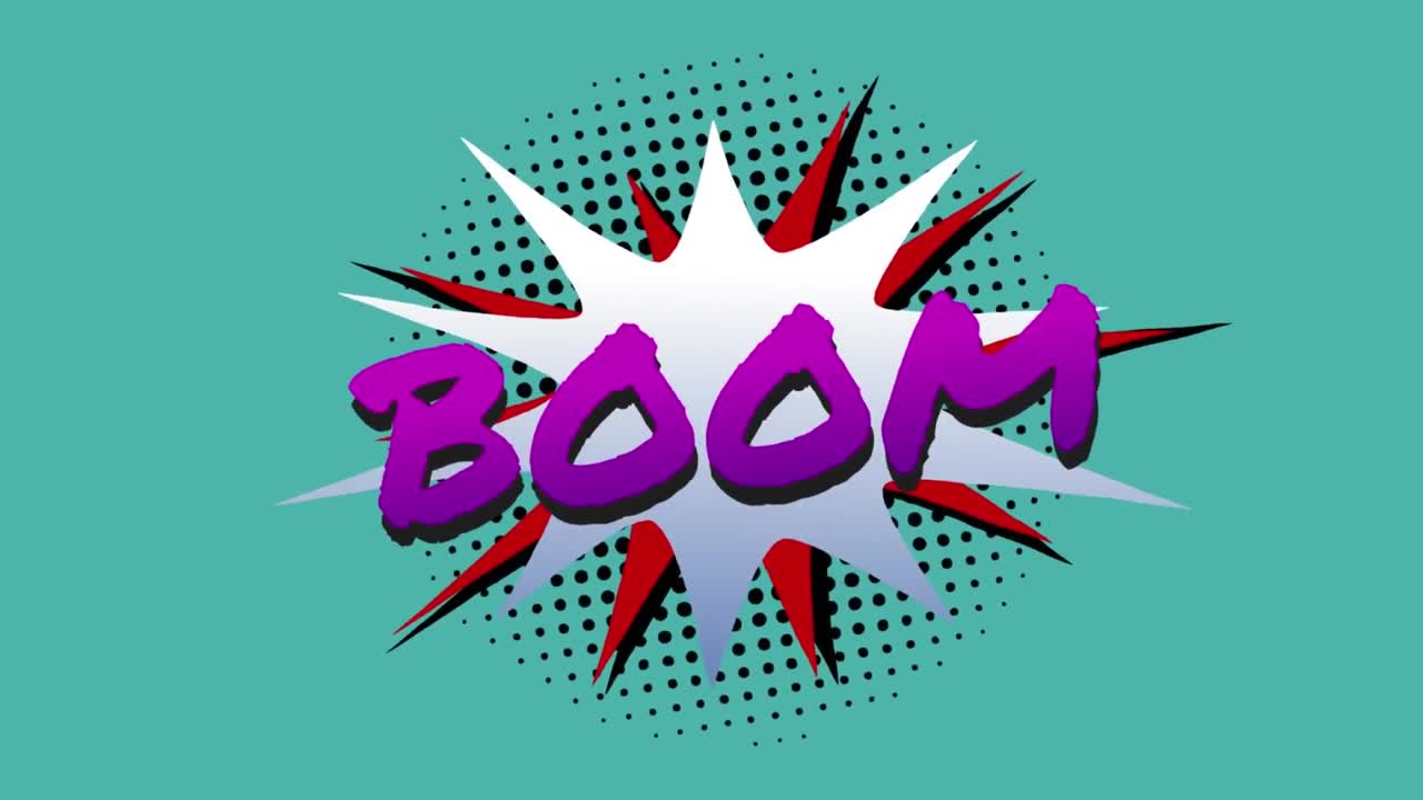 animación de cómic 5 opciones de texto sobre múltiples burbujas de habla cómica con efectos de sonido cómic textos