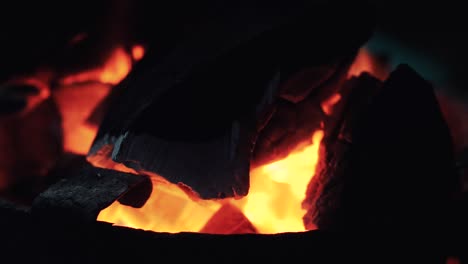 burning charcoal on the fireplace