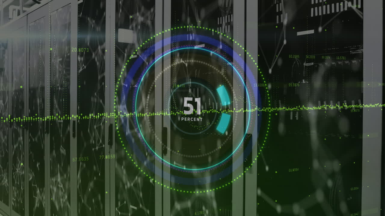 Animation of processing circle with increasing numbers over servers
