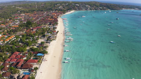 high drone fly over amazing nusa lembongan, jungut batu beach, nusa penida