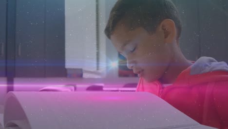 animación de puntos sobre el escolar caucásico