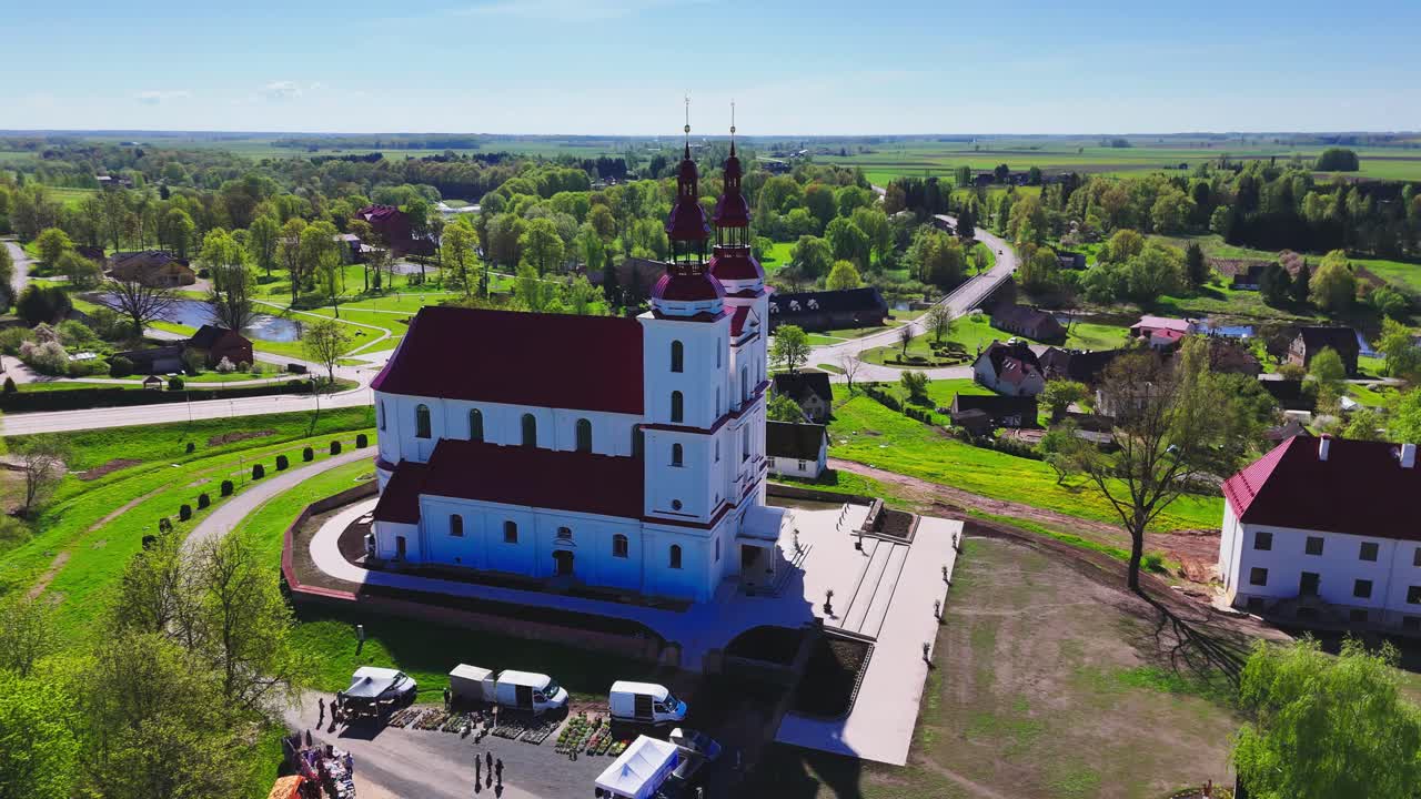 Church Of The Assumption Of The Blessed Virgin Mary, Skaistkalne In Latvia - Drone Shot