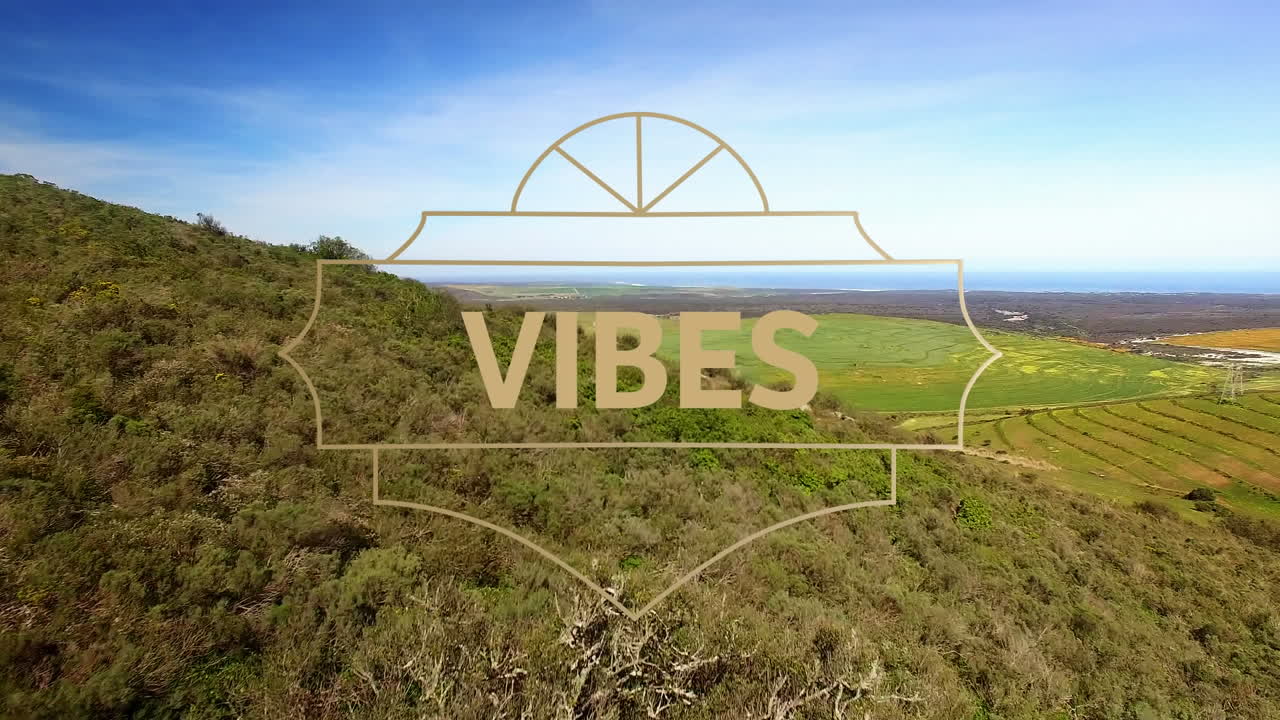 animación de vibraciones texto sobre el paisaje