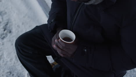 man outdoors on a snowy day