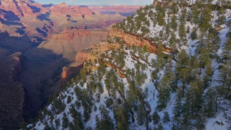 breathtaking sights with snow-covered forest on grand canyon national park in arizona, united states