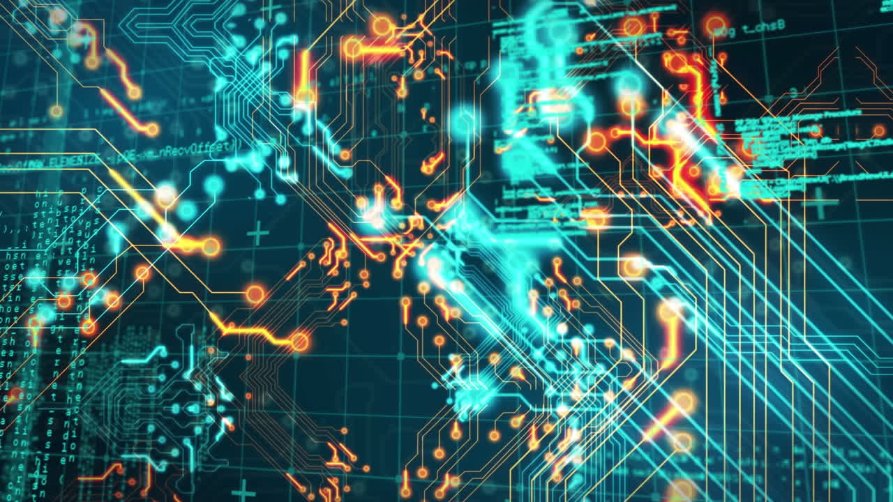 검은색 배경에 데이터 처리의 애니메이션