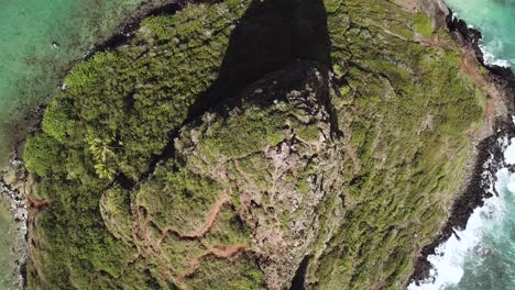 bird's eye rising drone shot of mokoli'i