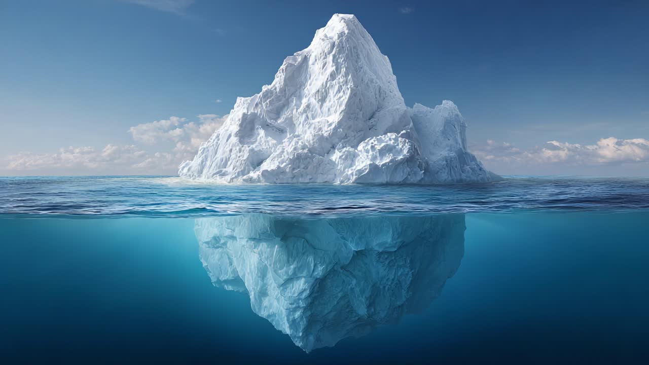 Majestic Iceberg Surrounded by Calm Waters, Showcasing Stunning Reflection in Natural Light, Capturing the Beauty and Grandeur of the Arctic Landscape