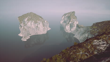 Aerial-view-of-the-beautiful-cliffs-in-the-sea