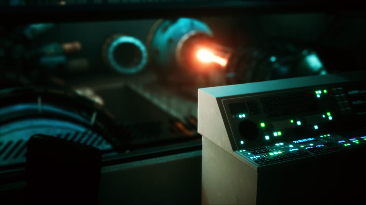 비어있는 중앙 제어실의 장비