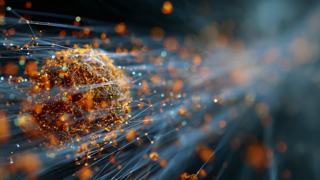 Dynamic Particles in Motion: A Stunning Visual Representation of a Vibrant Microscopic World, Showcasing Energy and Motion Through Colorful Abstract Elements