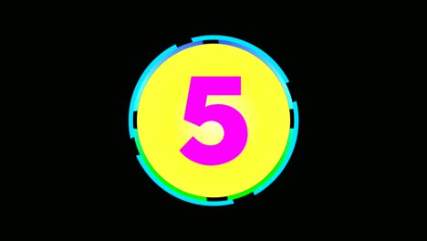 neon light countdown numbers animation from number ten 10 to one 1,glowing and shining on black background video elements