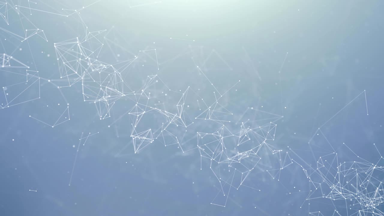 Abstract beautiful geometric background with moving lines, dots and triangles.