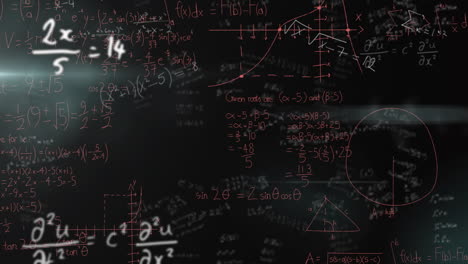 Animation-of-mathematical-equations-on-black-background