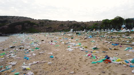 environmental disaster on polluted beach - human irresponsibility