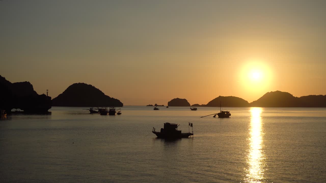 Sunset in asian island cat ba
