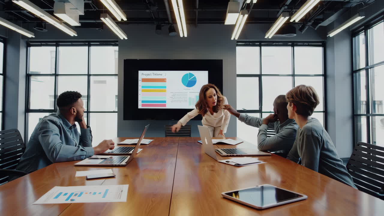 Business Professionals Collaborating in a Modern Conference Room