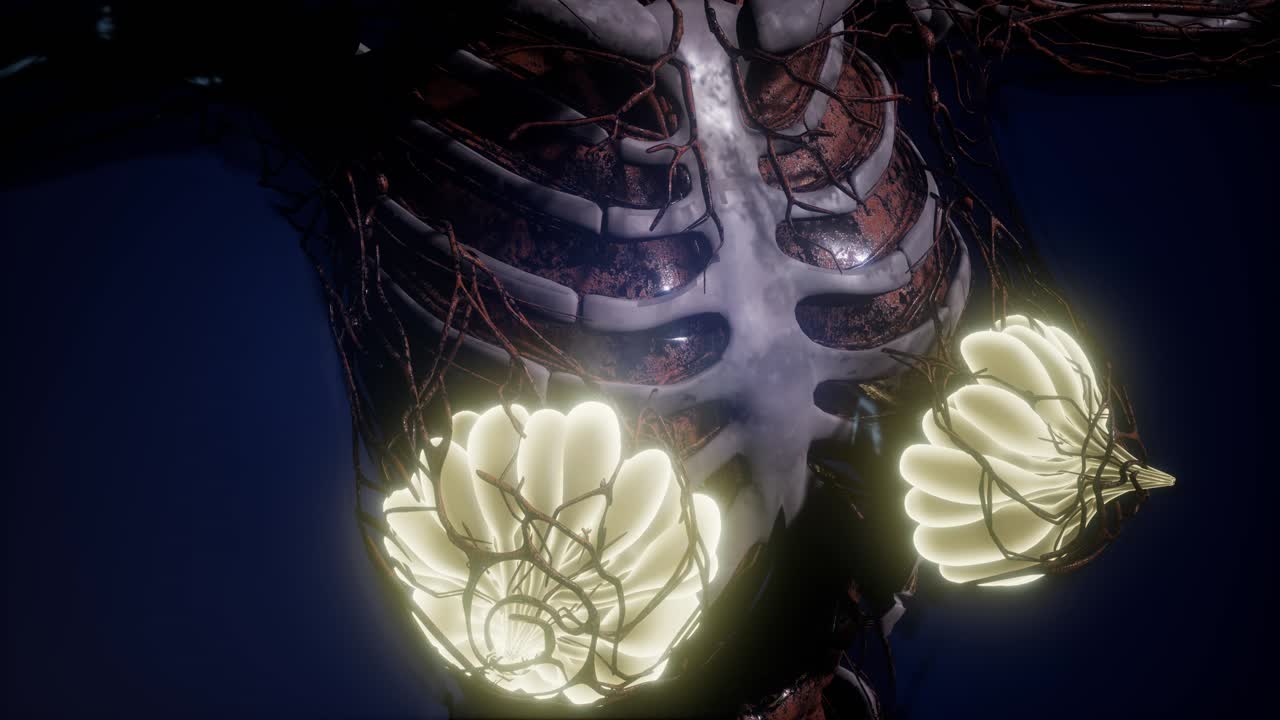 눈에 보이는 빛을 가진 인간의 몸 유방선