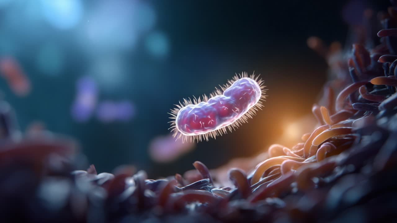 A Fascinating Close-Up of Bacteria in a Lively Microbial Environment Displaying Their Unique Shapes and Interaction in a Microscopic World Full of Life
