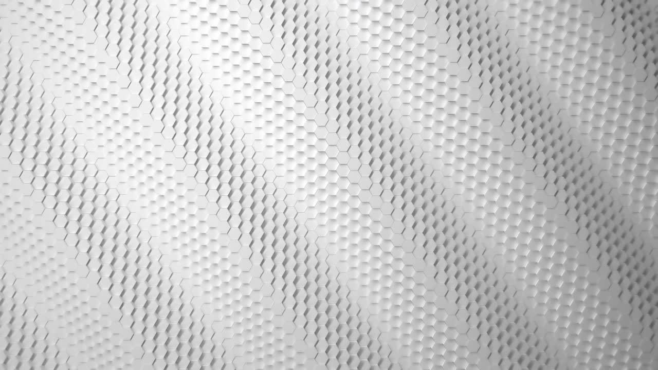 white minimalism. Wave motion. A mosaic surface with moving hexagons. Abstract geometric background. Cells. Animation of the loop. 4K 3d loop. animation for a business presentation