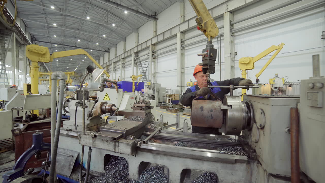 Industrial Metalworking Process with Robots and Workers