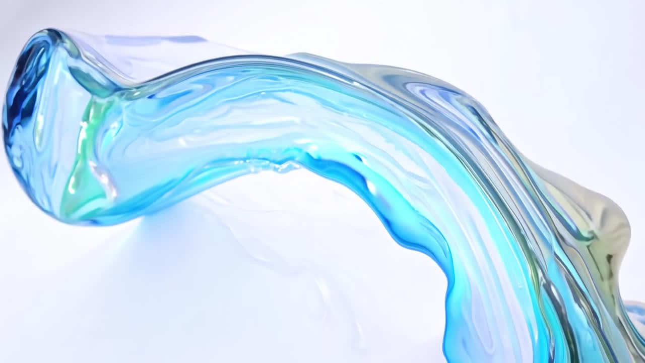 Abstract Blue and Green Translucent Fluid Form