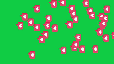 animated tiktok hearts on green screen background