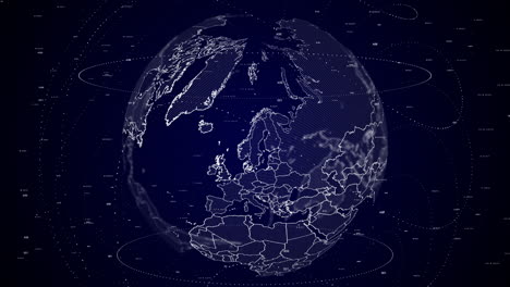 digital globe rotating, zooming in on sweden country