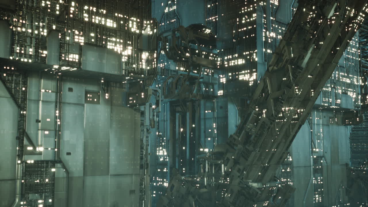 첨단 건축과 기술을 보여주는 하늘의 미래의 도시 풍경