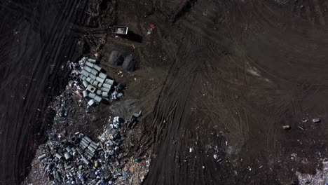 Top-Down-Drone-View-of-Dumpyard-in-Calgary,-Alberta