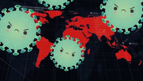 Animation-of-virus-cells-over-world-map