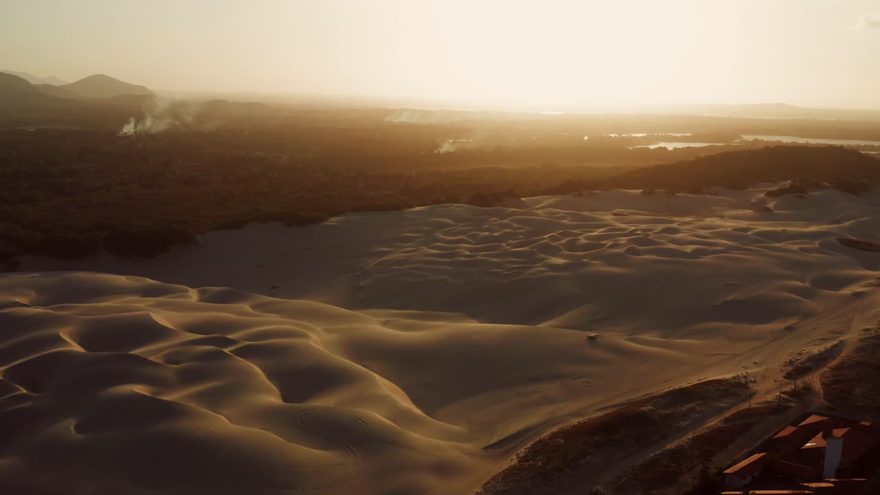 Aerial view of a vast sand dunes landscape