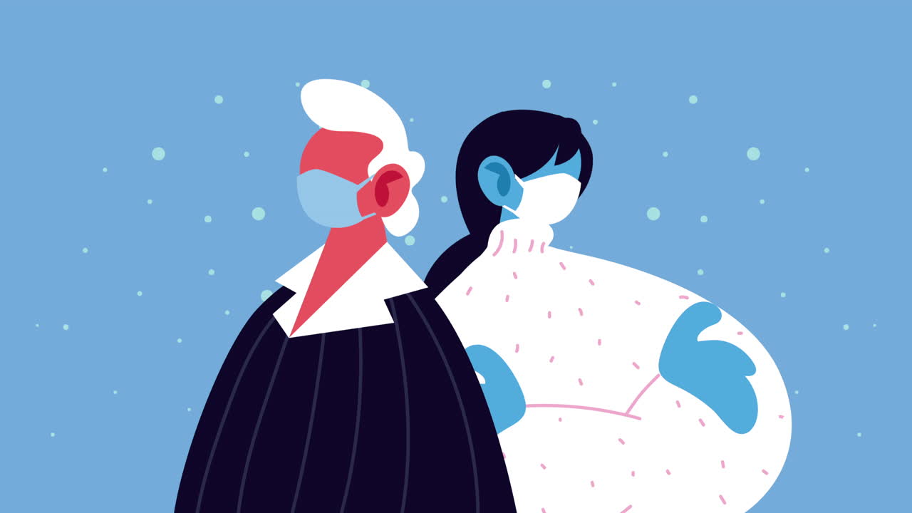 여성 의사와 환자가 코로나19에 대한 의료 마스크를 착용하고 있습니다.