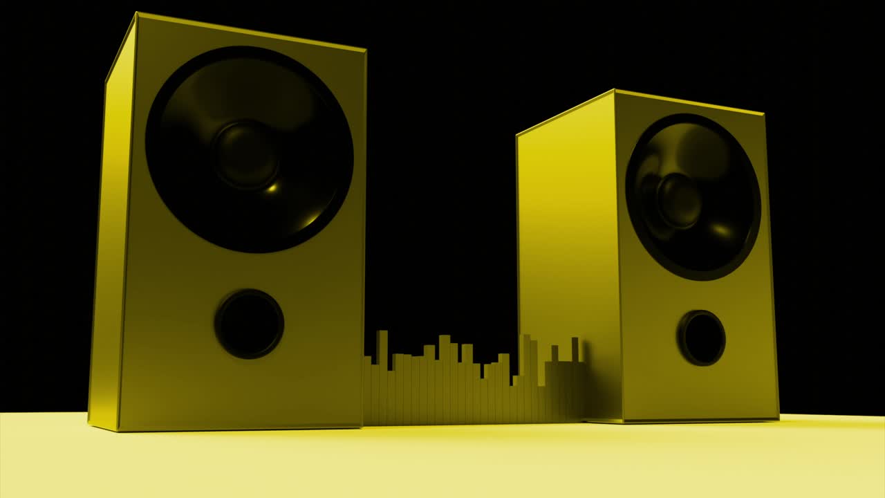금색 스피커와 음파