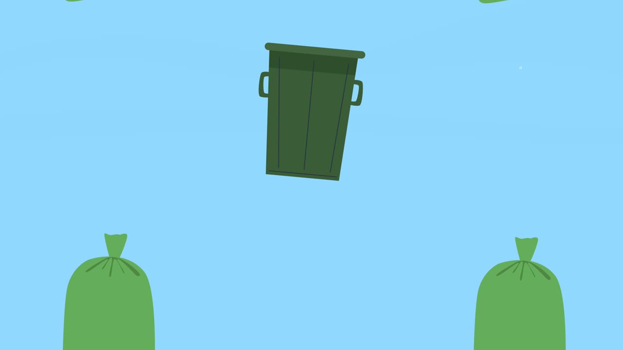 garbage green bags and bins