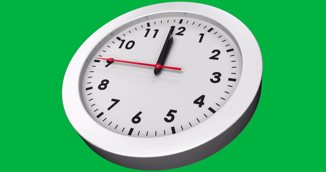 Orologio analogico renderizzato in 3D che fluttua su uno sfondo trasparente, mostrando il concetto di gestione del tempo aziendale.